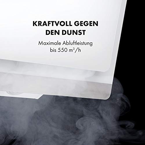 Klarstein Aurora Eco 90 - Wandabzugshaube, Kopffreihaube, Dunstabzugshaube, 90 cm, 550 m³/h Leistung, RGB-Farben, 59 dB leise, Umluft und Abluft, weiß - 4
