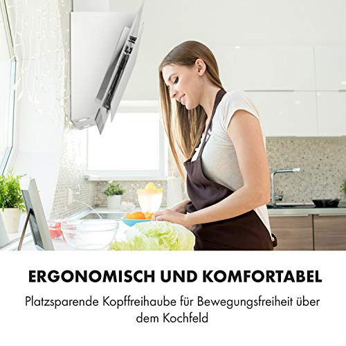 Klarstein Aurora Eco 90 - Wandabzugshaube, Kopffreihaube, Dunstabzugshaube, 90 cm, 550 m³/h Leistung, RGB-Farben, 59 dB leise, Umluft und Abluft, weiß - 8