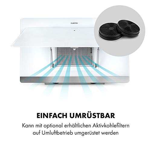 Klarstein Aurora Eco 90 - Wandabzugshaube, Kopffreihaube, Dunstabzugshaube, 90 cm, 550 m³/h Leistung, RGB-Farben, 59 dB leise, Umluft und Abluft, weiß - 7