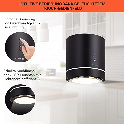 Klarstein Tron Ambience Dunstabzugshaube – 165 W Abzugshaube – Umluftleistung in 3 Stufen – Mit LED Leuchten – in Schwarz - 4