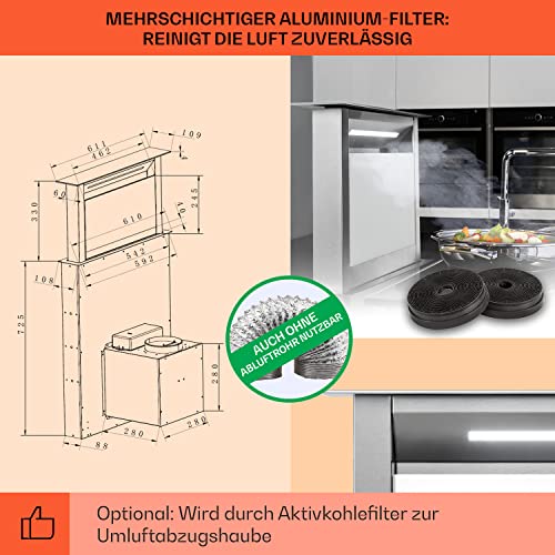 Klarstein Royal Flush Eco Tisch-Dunstabzugshaube, versenkbar, Abzugshaube mit Abluft/Umluft - 5