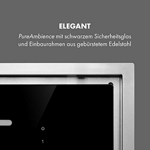 Klarstein High Line Deckenhaube, Einbau, 77 cm, EEK C, 410 m3/h, Umluft und Abluft, 3 Stufen, LED, Fernbedienung & Aktivkohlefilter, Dunstabzugshaube, Unterbauhaube, Edelstahl/schwarzes Glas - 9
