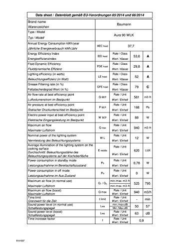 Baumann Umluft Deckenhaube 90 X 60 Cm 90 Aura Eek: A / Deckenlüfter Komplett In Weiß / Mit Ebm Motor / Saugstark 940 M³ / H Und Leise - 5