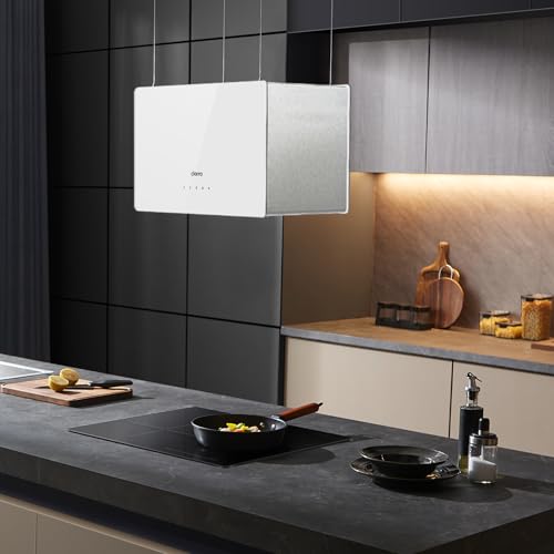 CIARRA CBCS4850 A++ Dunstabzugshaube Inselhaube mit Smart Wi-Fi App-Steuerung – Edelstahl & weißes Glas - 5