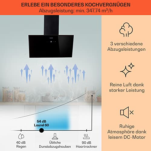 Klarstein Dunstabzugshaube, Dunstabzugshaube 60cm, Dunstabzugshaube Umluft/Abluft, Abzugshaube mit Fettfilter, Dunstabzug zur Wandmontage, Dunstabzugshauben mit LEDs, Kopffreihaube 347 m³/h Abluft - 3
