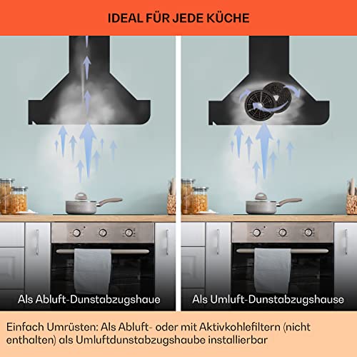 Klarstein Dunstabzugshaube, Dunstabzugshaube 90cm, Dunstabzugshaube Umluft/Abluft, Abzugshaube mit Fettfilter, Dunstabzug zur Wandmontage, Dunstabzugshauben mit LEDs, Kopffreihaube 595 m³/h Abluft - 7
