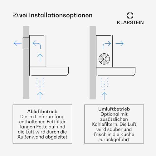 Klarstein Limelight Dunstabzugshaube – Edelstahl Wandhaube – Abzugshaube mit 3 Leistungsstufen – 600 m³/h – 60 cm Breite - 5