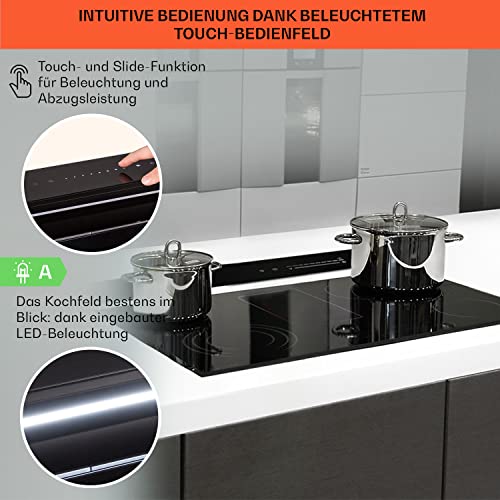 Klarstein Downdraft-Dunstabzugshaube 90cm, Versenkbare Dunstabzugshaube Abluft/Umluft für die Küche, 682m³/h Luftstrom, 8 Modi Abzug Leise mit LED-Licht und Timer, Abzugshaube ohne Rohr, Schwarz 90 cm - 4