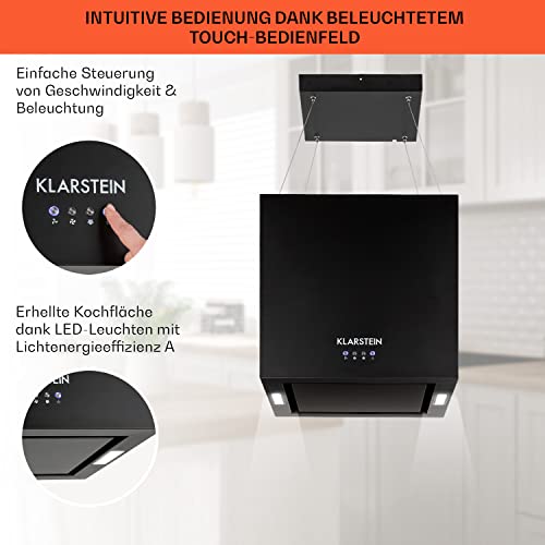 Klarstein Kronleuchter Inselhaube - Dunstabzugshaube Freihängend, Kronleuchter-Kochinsel, Dunstabzugshaube mit Filter, Inselhaube mit Umluft, Deckenmontage, 45 cm, schwarz - 4