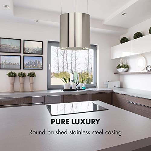 Klarstein Dunstabzug, Insel-Dunstabzug Freihängend, 583m³/h Luftstrom, Abluft/Umluft-Dunstabzug zur Deckenmontage, Moderne Insel Dunstabzugshaube, 3 Stufen, Aktivkohlefilter, Inselhaube für Decke - 4