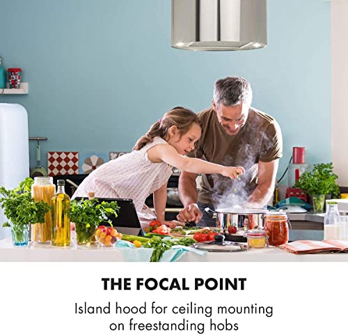 Klarstein Dunstabzug, Insel-Dunstabzug Freihängend, 583m³/h Luftstrom, Abluft/Umluft-Dunstabzug zur Deckenmontage, Moderne Insel Dunstabzugshaube, 3 Stufen, Aktivkohlefilter, Inselhaube für Decke - 5