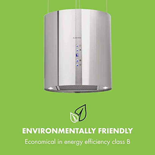 Klarstein Dunstabzug, Insel-Dunstabzug Freihängend, 583m³/h Luftstrom, Abluft/Umluft-Dunstabzug zur Deckenmontage, Moderne Insel Dunstabzugshaube, 3 Stufen, Aktivkohlefilter, Inselhaube für Decke - 6