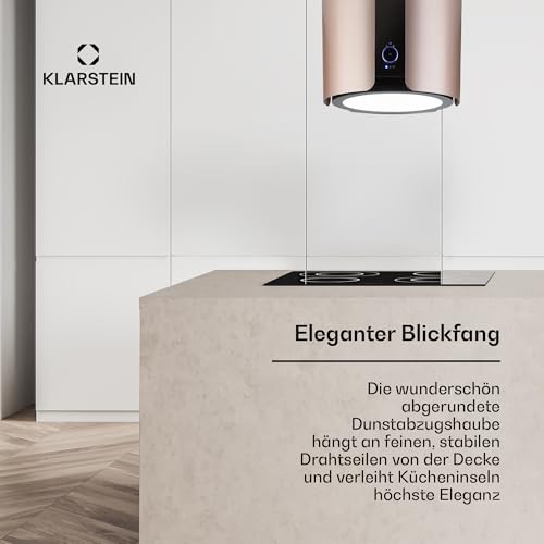 Klarstein Skyfall Smart Dunstabzugshaube in Gold – freihängede Abzugshaube, Dunstabzugshaube Umluft/Abluft, Appsteuerung, gold - 2