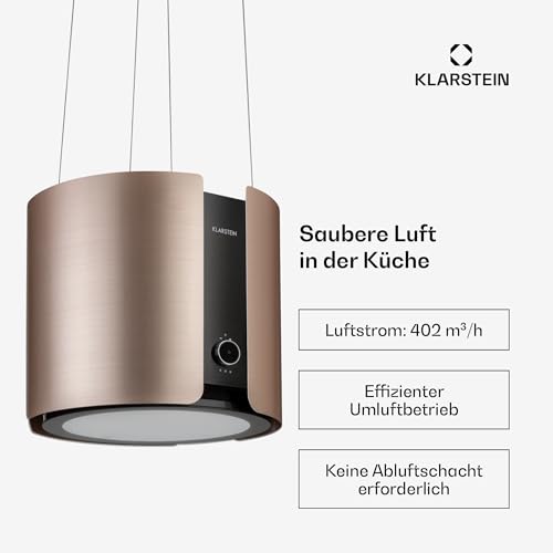 Klarstein Skyfall Smart Dunstabzugshaube in Gold – freihängede Abzugshaube, Dunstabzugshaube Umluft/Abluft, Appsteuerung, gold - 3
