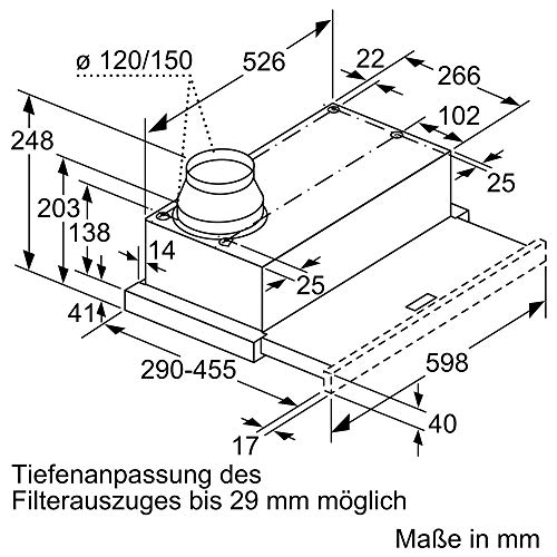 Bosch Hausgeräte DFL064A52 Serie 4 Flachschirmhaube, 60 cm breit, Um- & Abluft, Made in Germany, EcoSilence Drive leiser und effizienter Motor, LED-Beleuchtung gleichmäßige Ausleuchtung, Silber - 6
