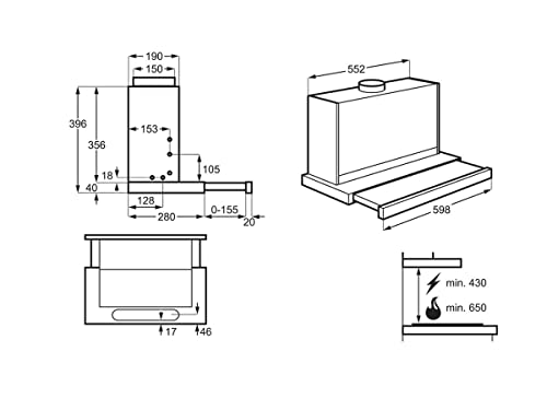 AEG Dunstabzugshaube DPE5660M Flachschirmhaube 60 cm Grau 660m³/h - 8