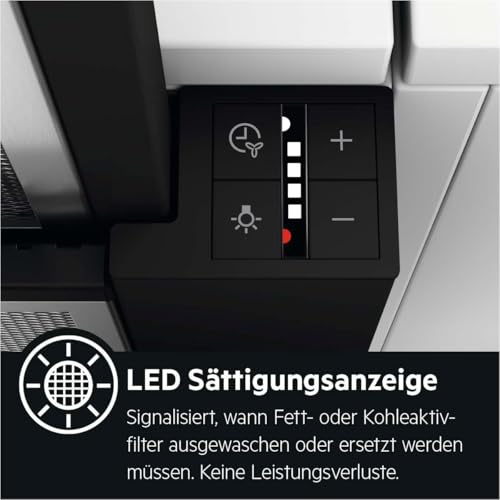 AEG DPE5660B Flachschirm-Dunstabzugshaube – Abluft oder Umluft – max. 600 m³/h im Abluftbetrieb mit max. 68 dB(A) – Energiekl. A – LED-Beleuchtung – Druck-Tasten – Schwarz - 5