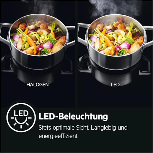 AEG DPE5660B Flachschirm-Dunstabzugshaube – Abluft oder Umluft – max. 600 m³/h im Abluftbetrieb mit max. 68 dB(A) – Energiekl. A – LED-Beleuchtung – Druck-Tasten – Schwarz - 7