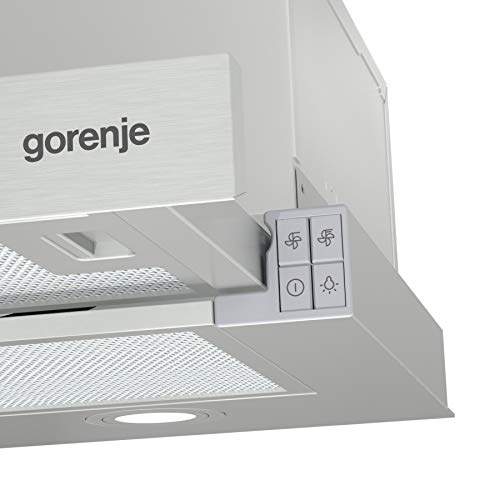 Gorenje TH62E4X Dunstabzugshaube/ LED Beleuchtung/ Polyurethanfilter/ Abluft oder Umluftbetrieb, Edelstahl-look -450 M³/H Leistung - 4