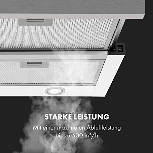 Klarstein Mariana - Flachschirmhaube, EEK C, Umluft & Abluft, LED-Beleuchtung, Drucktasten, Unterbau-Dunstabzugshaube, 500 m³/h, 90cm,weiß - 3