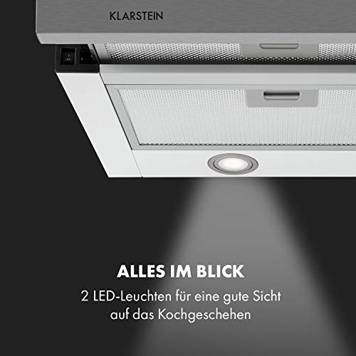 Klarstein Mariana - Flachschirmhaube, EEK C, Umluft & Abluft, LED-Beleuchtung, Drucktasten, Unterbau-Dunstabzugshaube, 500 m³/h, 90cm,weiß - 5