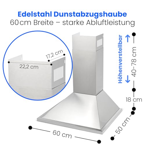Bomann® Dunstabzugshaube – Wandhaube – 60 cm breit – Umluft- oder Abluftbetrieb – 3 Leistungsstufen – 64 dB - 5