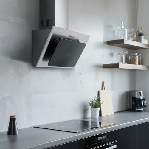 KKT KOLBE Dunstabzugshaube 60 cm | Kopffreie Wandhaube | Abluft Umluft | Edelstahl | schwarzes Glas | Druckknopf Bedienung | LED-Beleuchtung | BASE604ED - 3