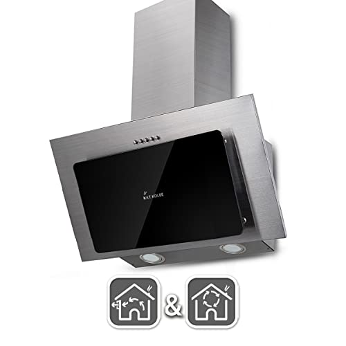 KKT KOLBE Dunstabzugshaube 60 cm | Kopffreie Wandhaube | Abluft Umluft | Edelstahl | schwarzes Glas | Druckknopf Bedienung | LED-Beleuchtung | BASE604ED - 4
