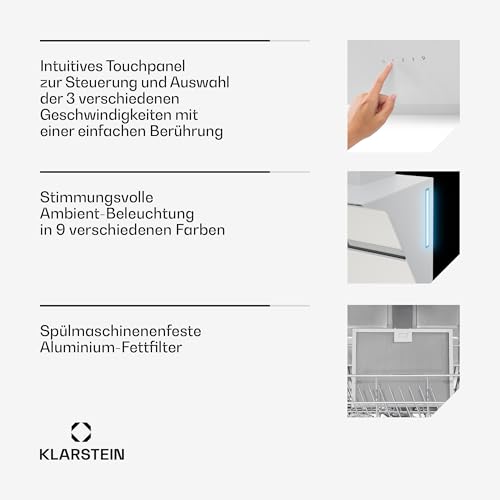 Klarstein Dunstabzugshaube – Dunstabzugshaube mit Filter – Wandhaube mit LED Beleuchtung – 60 cm - 6
