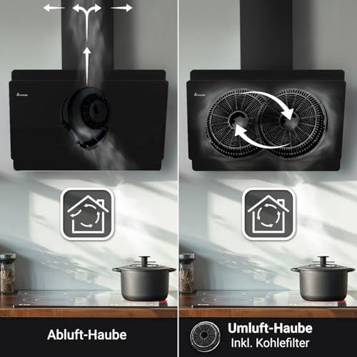 KKT KOLBE Dunstabzugshaube 90 cm | Kopffreie Wandhaube | Edelstahl | schwarzes Glas | WLAN | Nachlaufautomatik | RGBW-LED-Beleuchtung | SensorTouch Bedienung | SOLO909SHCM - 8