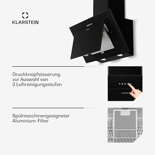 Klarstein Dunstabzugshaube 60cm, Abluft – Umluft Dunstabzugshaube mit Spülmaschinenfestem Filter – Leise Abzugshaube - 6