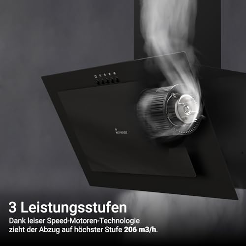 KKT KOLBE Dunstabzugshaube 60 cm – Umluft – Abluft – Wandhauben Kopffrei – Edelstahl – Glas – schwarz - 5