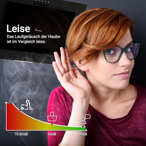KKT KOLBE Dunstabzugshaube 60 cm – Umluft – Abluft – Wandhauben Kopffrei – Edelstahl – Glas – schwarz - 7