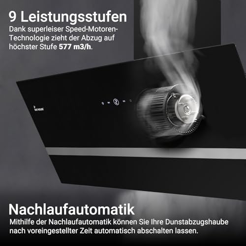 KKT KOLBE Dunstabzugshaube 90 cm | Wandhaube Kopffrei | Schwarz Glas | Smart WiFi App | Nachlaufautomatik | RGBW-LED | WLAN | SensorTouch Bedienung | EASY909SHCM - 6