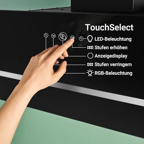 KKT KOLBE Dunstabzugshaube 90 cm | Wandhaube Kopffrei | Schwarz Glas | Smart WiFi App | Nachlaufautomatik | RGBW-LED | WLAN | SensorTouch Bedienung | EASY909SHCM - 7
