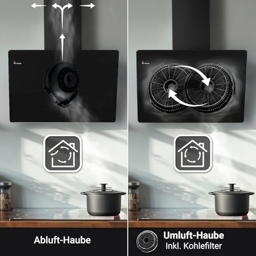 KKT KOLBE Dunstabzugshaube 90 cm | Wandhaube Kopffrei | Schwarz Glas | Smart WiFi App | Nachlaufautomatik | RGBW-LED | WLAN | SensorTouch Bedienung | EASY909SHCM - 9