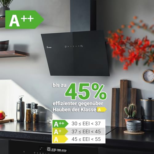 KKT KOLBE Dunstabzugshaube 90cm Abluft Umluft | Wandhauben Kopffrei | Schwarz | Glas | SensorTouch | Gestensteuerung | LED Licht | TRIO9015B - 5