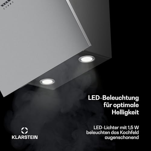 Klarstein Silver Lining – Dunstabzugshaube Kopffreihaube – EEK A – Umluft- oder Abluftbetrieb – Schräghaube, Wandhaube – hellsilber - 5