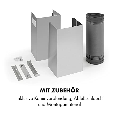 Klarstein Silver Lining - Dunstabzugshaube Kopffreihaube, EEK A, Umluft- oder Abluftbetrieb, 3 Leistungsstufen, Touchcontrol, Schräghaube, Wandhaube, 600 m³/h, 60 cm, hellsilber - 8