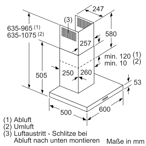 Siemens LC66BBM50 iQ300 Dunstabzugshaube / Wandhaube / 60 cm / LED-Beleuchtung / Extrem leise / Elektronische Steuerung / Metall-Fettfilter / Edelstahl - 4